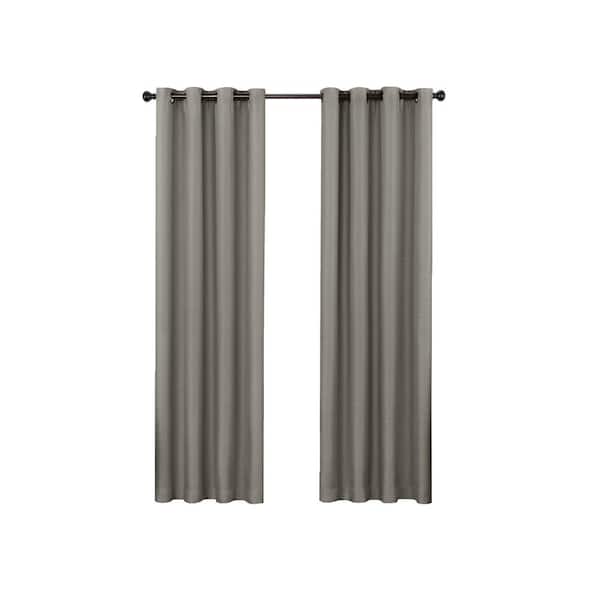 Eclipse Bryson Thermaweave Grey Solid Polyester 52 in. W x 84 in. L Room Darkening Single Grommet Top Curtain Panel