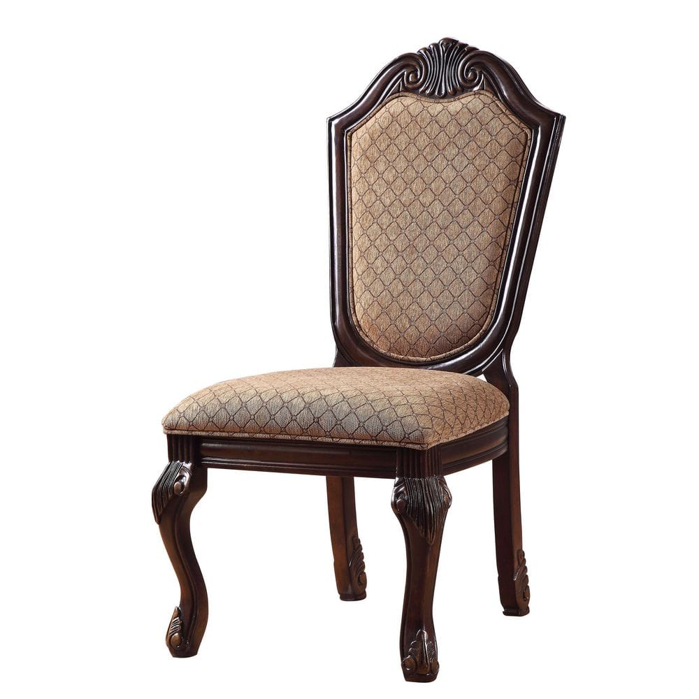 High Back White Upholstered Wood Side Chair