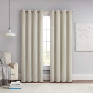 Thermapanel Stone Solid Polyester 54 in. W x 54 in. L Grommet Room Darkening Curtain