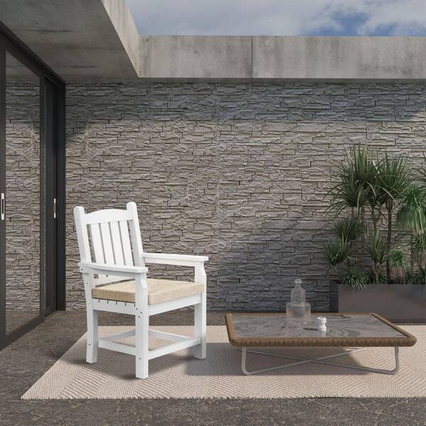 Mondawe Valkyrie Gray Plastic Outdoor Dining Arm Chair with Gray Bean  Cushions (2-Pack) JO-ML1907 - The Home Depot