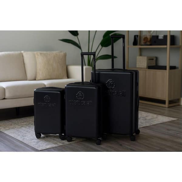 J&V TEXTILES Roberto Cavalli Luxury 3-Piece Black Expandable Hard