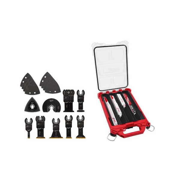 Multi-Tool Blade Kit & SAWZALL 9 in. 8 TPI Metal Cutting NITRUS Torch Recip Saw Blade Set PACKOUT Kit (42-PC)