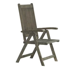 1-Piece Wood Recliner Outdoor Patio Folding Chair Hand-scraped 5-Position in Teak