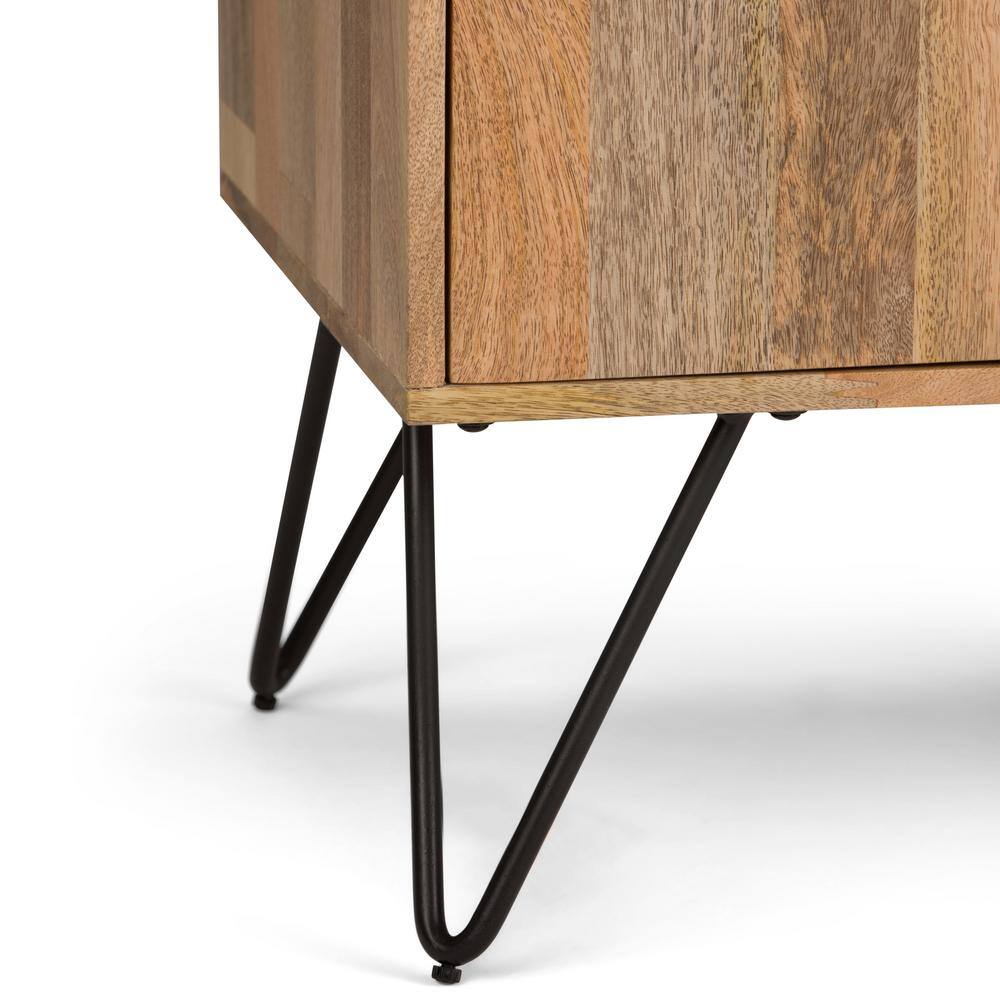 Hunter 60'' Natural Mango Wood and Iron TV Cabinet with Hairpin Legs