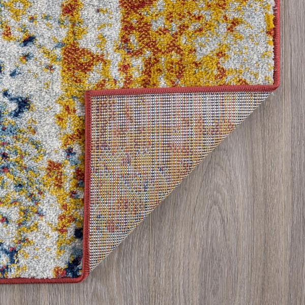 Contemporary 4x6 Area Rug (4' x 5'3'') Abstract Multi, Multi Indoor  Rectangle Easy to Clean 