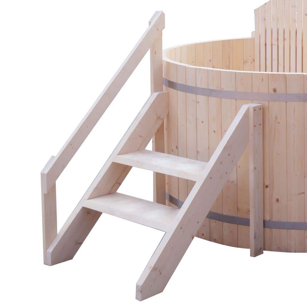 Round Pine Wood-Fired Hot Tub and Ice Bath with Internal Stove