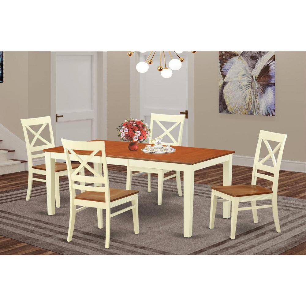5-Piece Rectangle Buttermilk and Cherry Finish Solid Wood Top Dining table with 4-Chairs with Lattice Back price history on PriceWatchPro