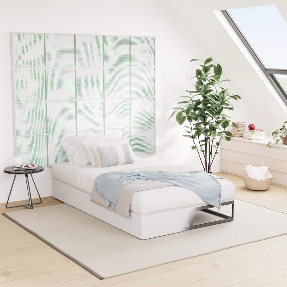 8 in. Twin Size Box Spring High Profile Metal Bed Base with Fabric Cover, S