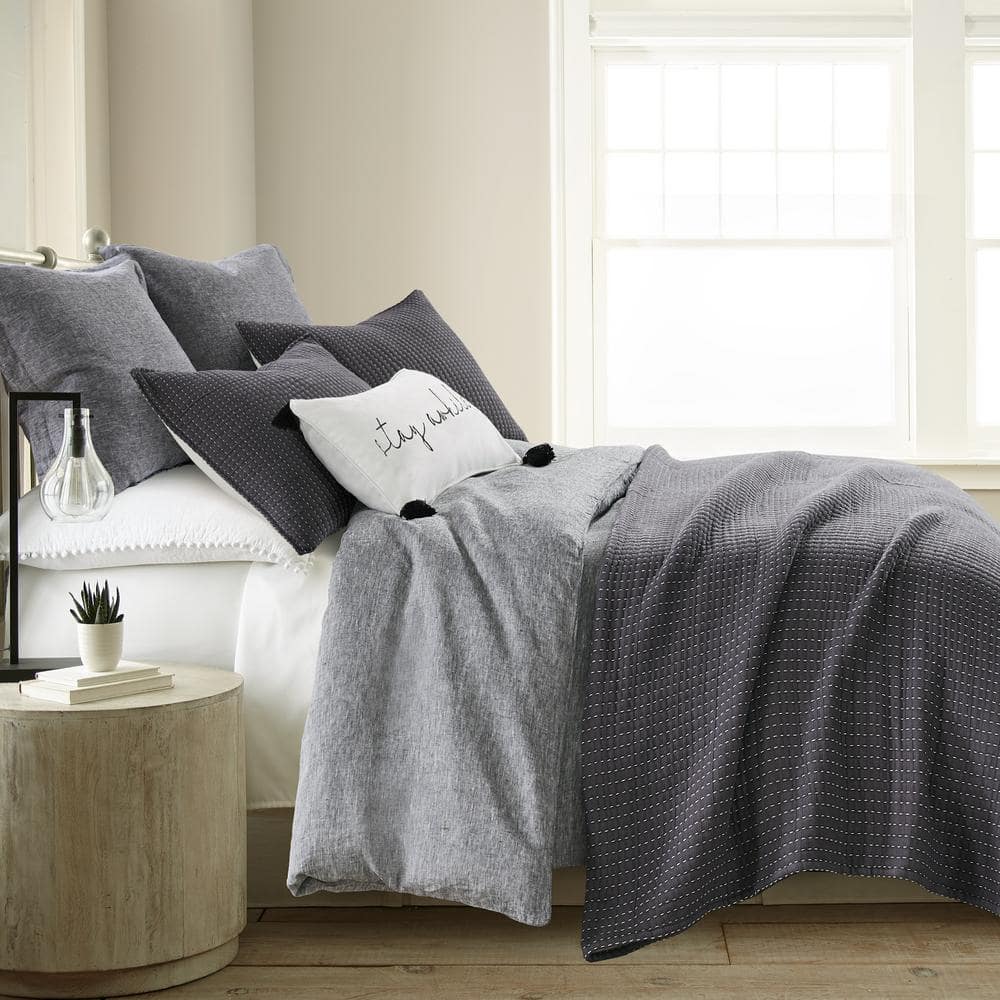 Caden Grey Magnet Cotton Gauze Reversible King Coverlet Set