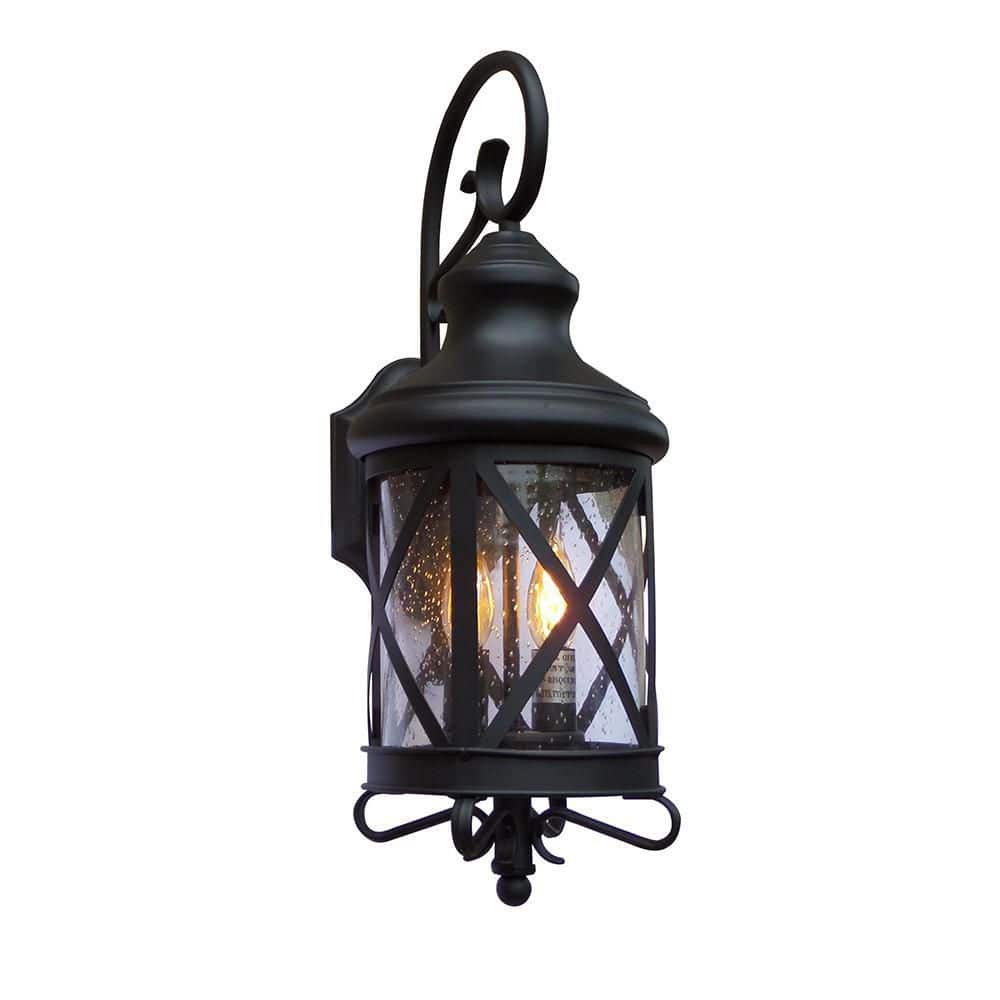Luqi Black Outdoor Hardwired Lantern Sconce PTEL543BL-S