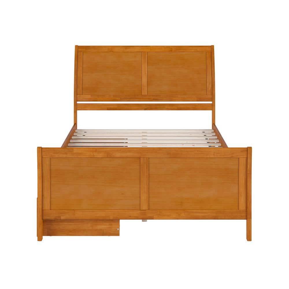 Portland Light Toffee Queen Wood Platform Bed with Storage Drawers