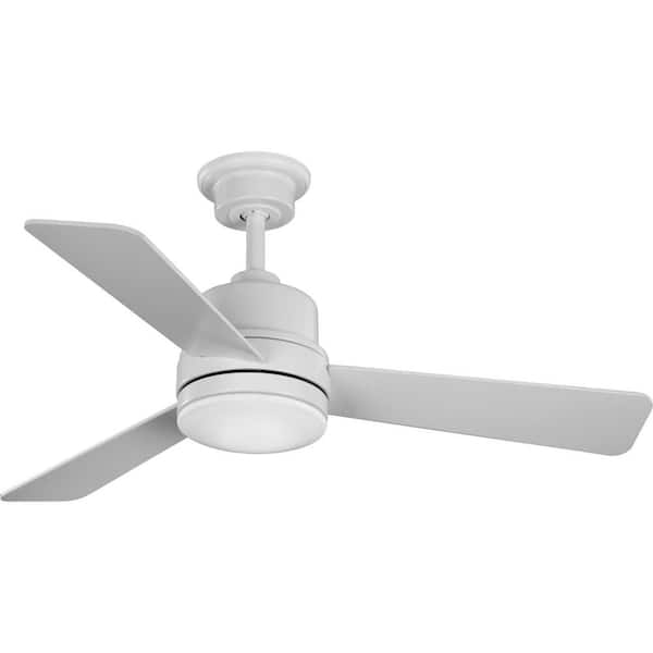 Progress Lighting Trevina II 44 in. Indoor Integrated LED Satin White Modern Ceiling Fan with Remote for Living Room and Bedroom