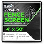 4 ft. X 50 ft. Black Privacy Fence Screen Netting Mesh with Reinforced Grommet for Chain link Garden Fence