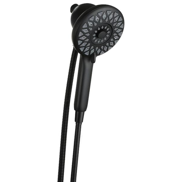 6-Spray Wall Mount Handheld Shower Head 1.8 GPM 4.8 in. ABS Magnetic Shower Head in Matte Black (Excludes Shower Arm)