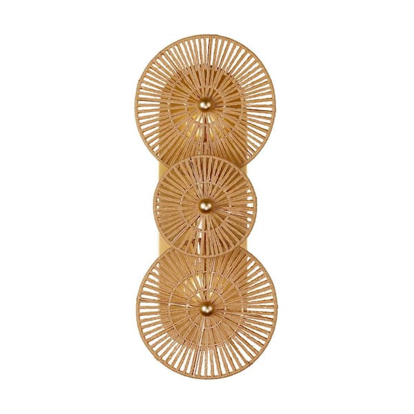 Breegan Jane Abbott 7 in. W x 17 in. H 2-Light Distressed Gold Dimmable Wall Sconce