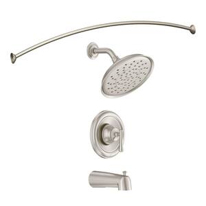 Ashville Single-Handle 1-Spray Tub and Shower Faucet with Curved Shower Rod in Brushed Nickel (Valve Included)