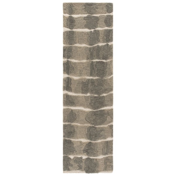 Genre 2 ft. x 8 ft. Beige/Gray Stripe Runner Rug
