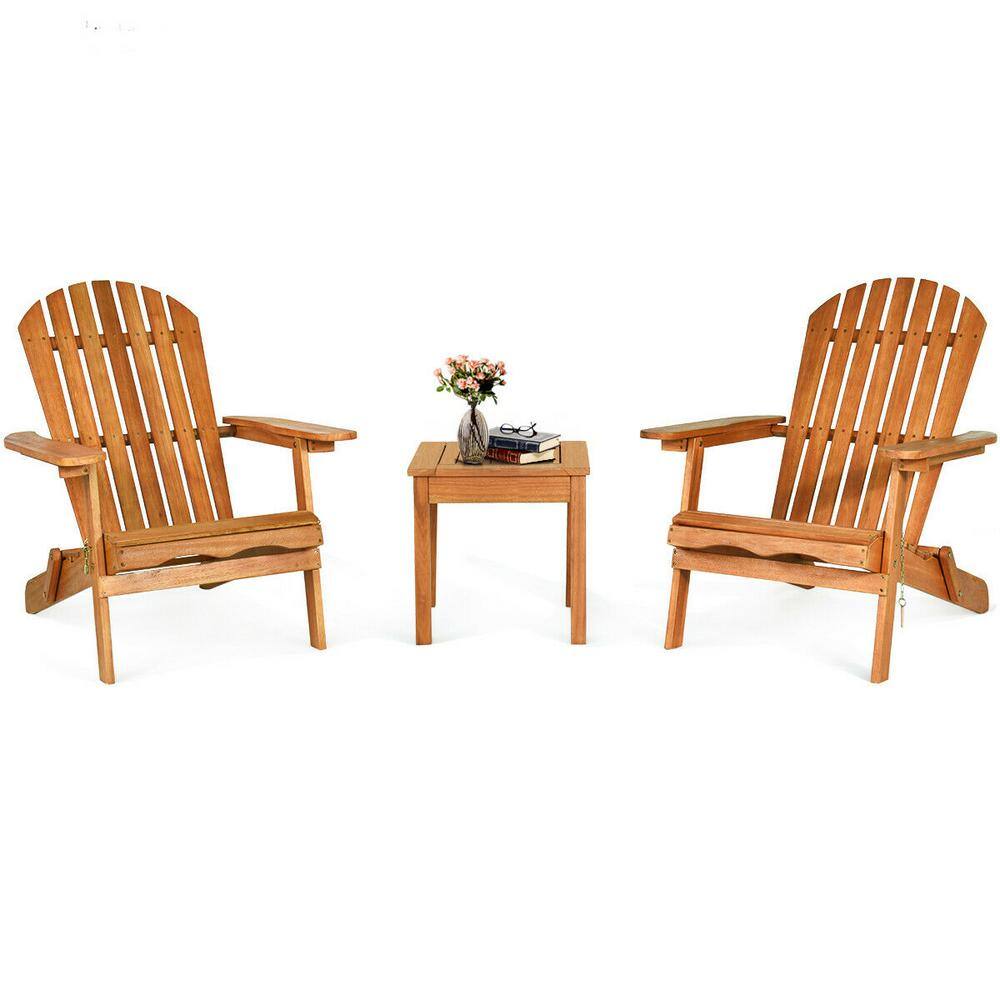 3-Piece Wood Patio Conversation Set with Foldable Adirondack Chair price history on PriceWatchPro