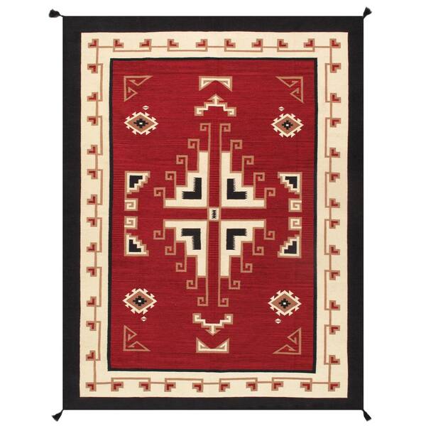 Pasargad Home Tuscany Red 9 ft. x 12 ft. Geometric Wool Area Rug