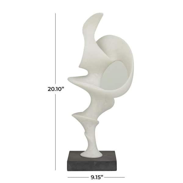 Litton Lane 6 in. x 20 in. White Polystone Abstract Sculpture with