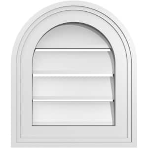 12 in. x 14 in. Round Top White PVC Paintable Gable Louver Vent Functional