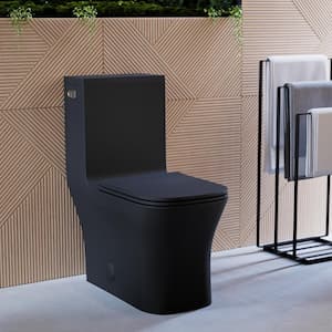 Concorde 1-piece 1.28 GPF Single Flush Square Toilet in Matte Black, Seat Included