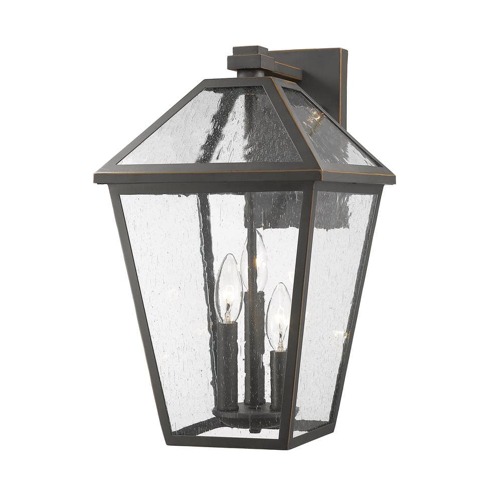 Talbot Oil Rubbed Bronze Outdoor Hardwired Lantern Wall Sconce with No Bulb
