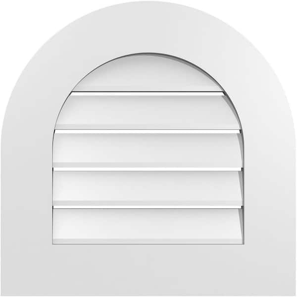 Ekena Millwork 20 in. x 20 in. Round Top White PVC Paintable Gable Louver Vent Functional