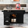 Blue Rubber Wood Countertop 53.1 in. W Kitchen Island on 5-Wheels with 8  Handle-Free Drawers and Flatware Organizer ktkhwy14 - The Home Depot