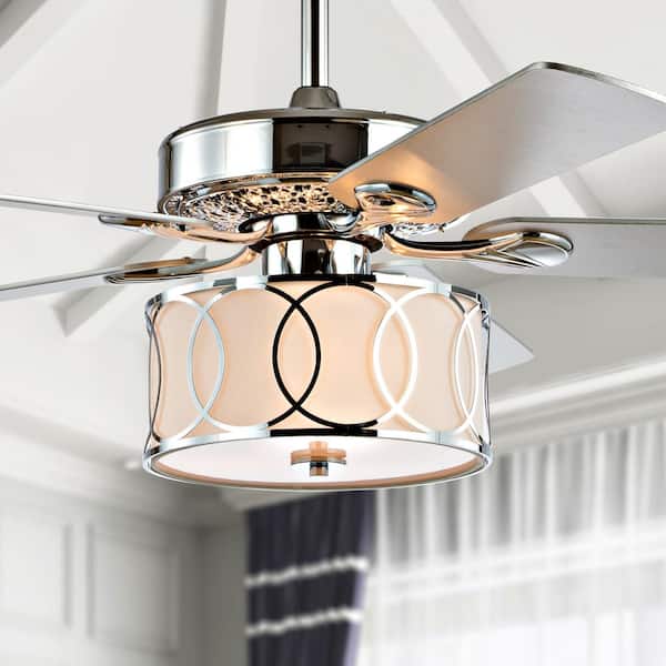 Jonathan Y Circe 52 In Chrome 3 Light, Ceiling Fan Light Shades Home Depot