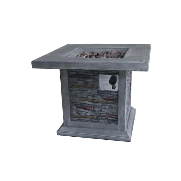 Crawford & Burke Guanacaste 29.9 in. Square MGO Gas Outdoor Fire Pit in Gray
