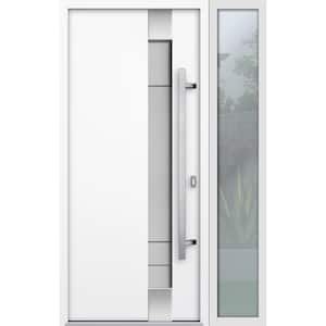 1713 50 in. x 80 in. Left-hand Inswing Frosted Glass White Enamel Steel Prehung Front Door with Hardware