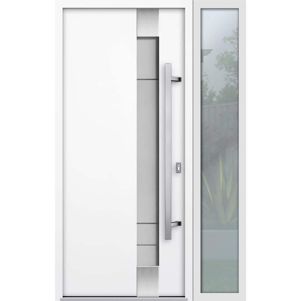 1713 52 in. x 80 in. Left-hand/Inswing Frosted Glass White Enamel Steel Prehung Front Door with Hardware price history on PriceWatchPro