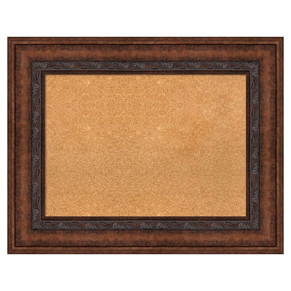 Amanti Art Decorative Bronze Natural Corkboard 38 in. x 30 in. Bulletin Board Memo Board