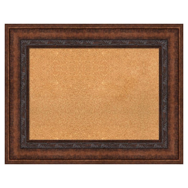 Amanti Art Decorative Bronze Natural Corkboard 38 in. x 30 in. Bulletin Board Memo Board