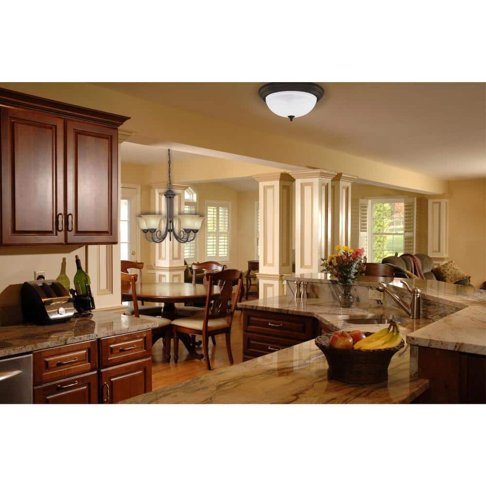 Oil Rubbed Bronze and Frosted Glass Flush Mount Light