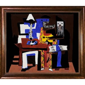 Three Musicians by Pablo Picasso Verona Cafe Framed People Oil Painting Art Print 24 in. x 28 in.