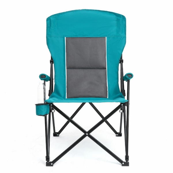 Blue Aluminum Folding Lawn Chair with Cup Holder​