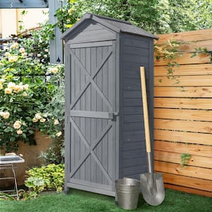 Begonia 2.1 ft. W x 1.5 ft. D Gray Outdoor Wood Storage Shed with Single Door, Lockers with Workstation(3.15 sq. ft.)