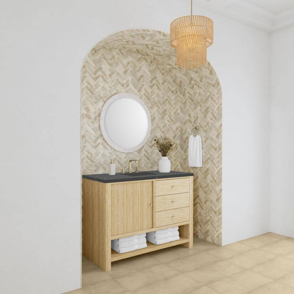 Marigot 48.0 in. W x 23.5 in. D x 36 in. H Single Bathroom Vanity Sunwashed Oak and Charcoal Soapstone Quartz Top price history on PriceWatchPro