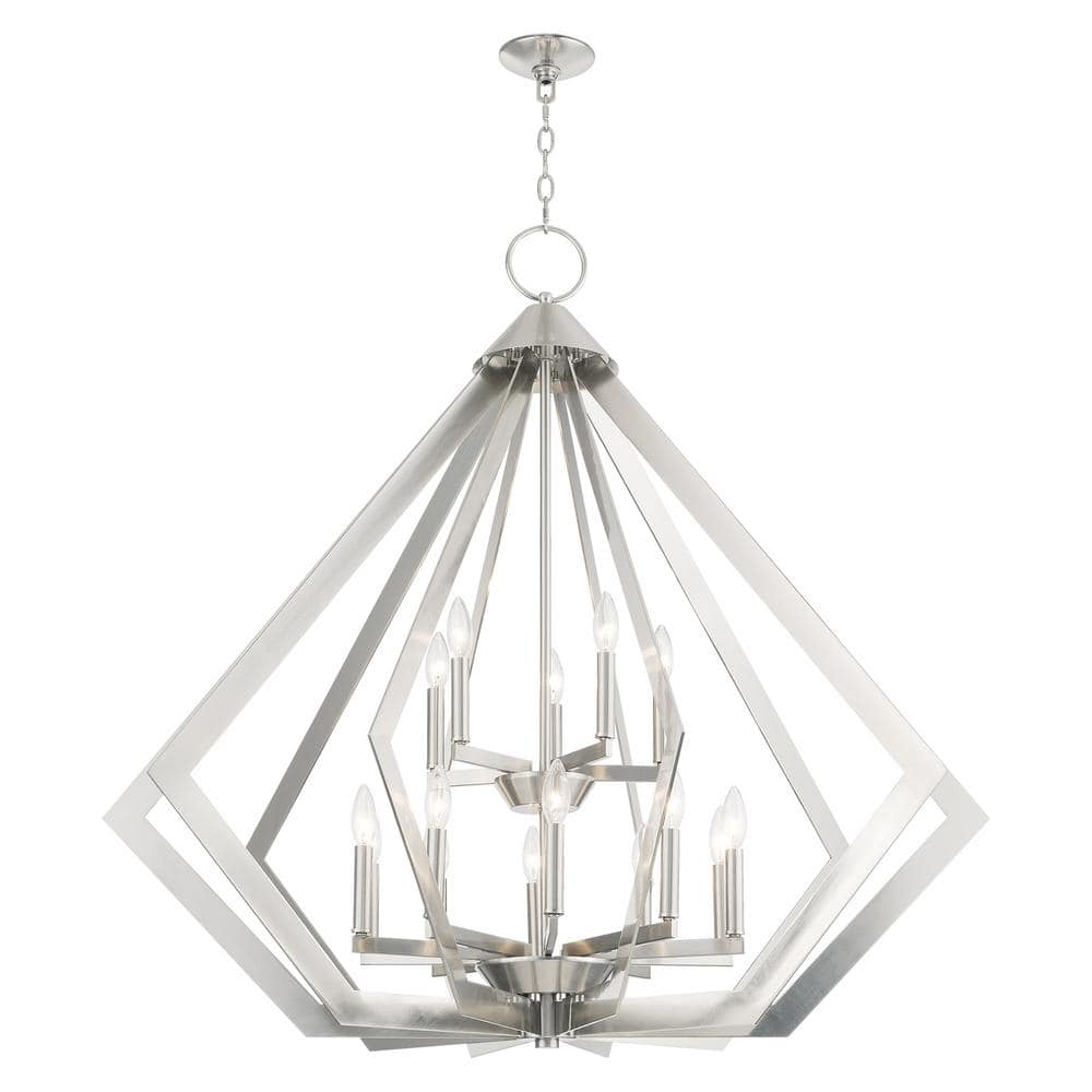 Prism Brushed Nickel 15-Light Modern Industrial Chandelier