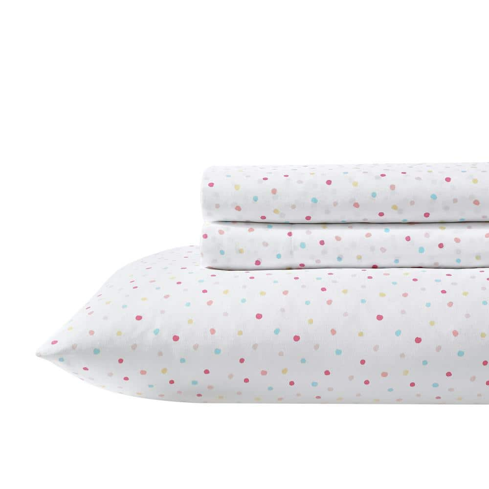 Laura Ashley Confetti 4-Piece Pink Microfiber Kids Full Sheet Set ...