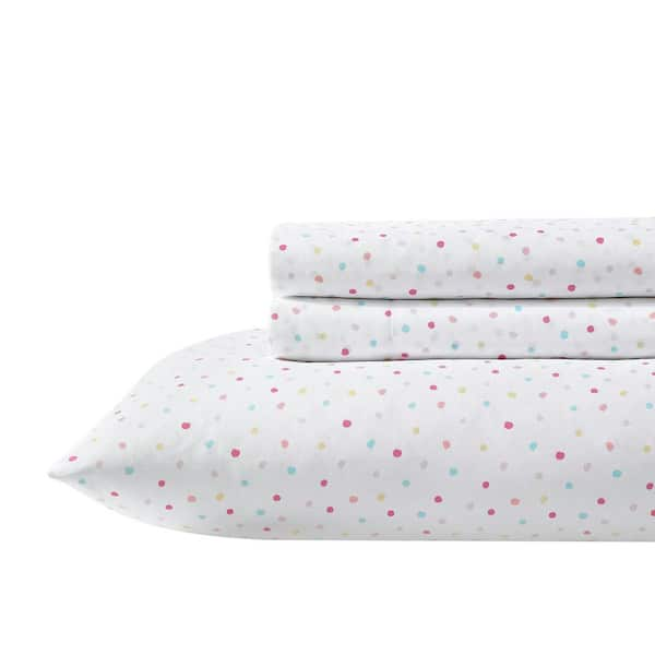 Laura Ashley Confetti 4-Piece Pink Microfiber Kids Full Sheet Set