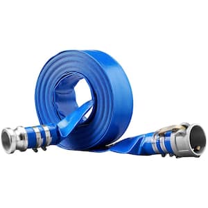 Backwash Hose 50 ft. x 2 in. PVC Flat Discharge Hose with Aluminum Camlock C and E Fittings Clamps for Pump Sand Filter
