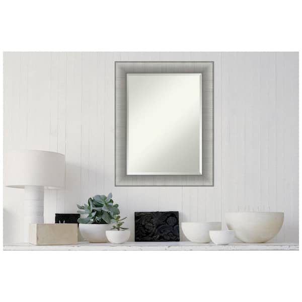 Amanti Art Medium Rectangle Pewter Silver Metallic Beveled Glass Modern  Mirror (28.75 in. H x 22.75 in. W) DSW4593097 The Home Depot