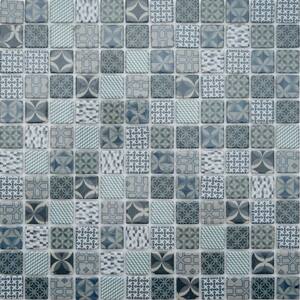 Casablanca Blue Backsplash 11.81 in. x 11.81 in. Square Geometric Matte Glass Mosaic Wall Tile (10.65 sq. ft./Case)
