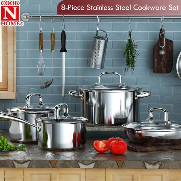 Cook N Home 3 qt. Stainless Steel Saucepan Sauce Pot with Lid, Stay Cool  Handle, silver 02711 - The Home Depot