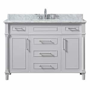 Aberdeen 48 in. W x 22 in. D Vanity in Dove Grey with Carrara Marble Top with White Sink