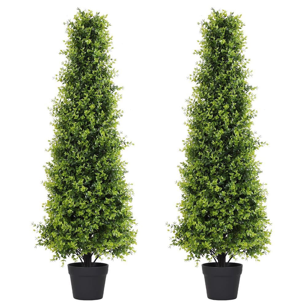 4 ft. Artificial Boxwood Topiary Tree in Pot (2-Pack) UV Resistant Outdoor Faux Shrubs for Home and Garden Decoration price history on PriceWatchPro
