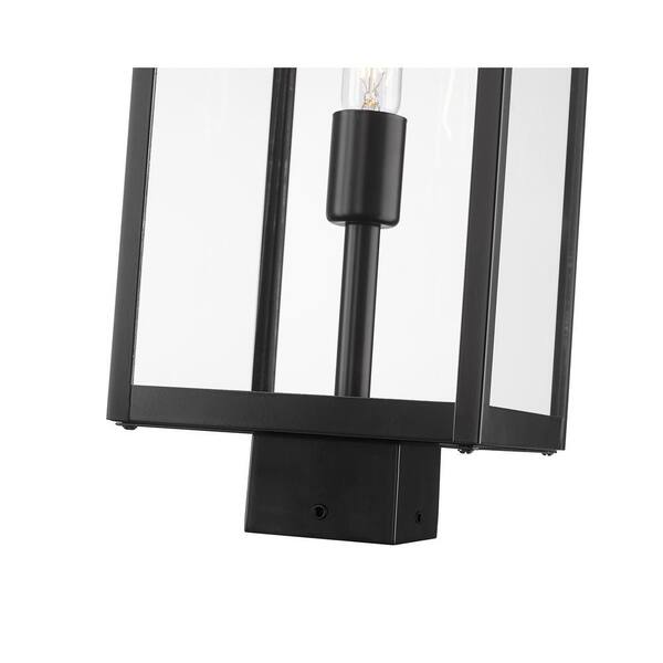 Unbranded - Nuri 1-Light Black 21 in. Aluminum Hardwired Outdoor Weather Resistant Post Light Square Fitter with No Bulb Included
